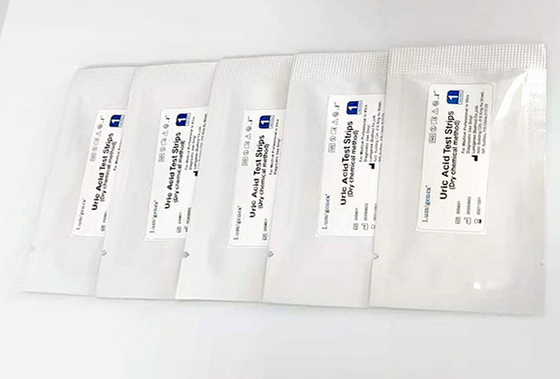 ISO13485 goedgekeurde urinezuurteststrips Droge chemie 4 minuten